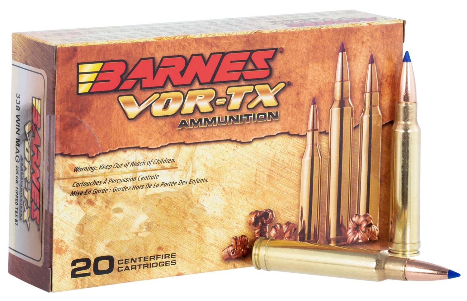 Barnes Bullets VOR-TX Rifle 338 Win Mag 225 Gr Tipped TSX Boat Tail 20 ...